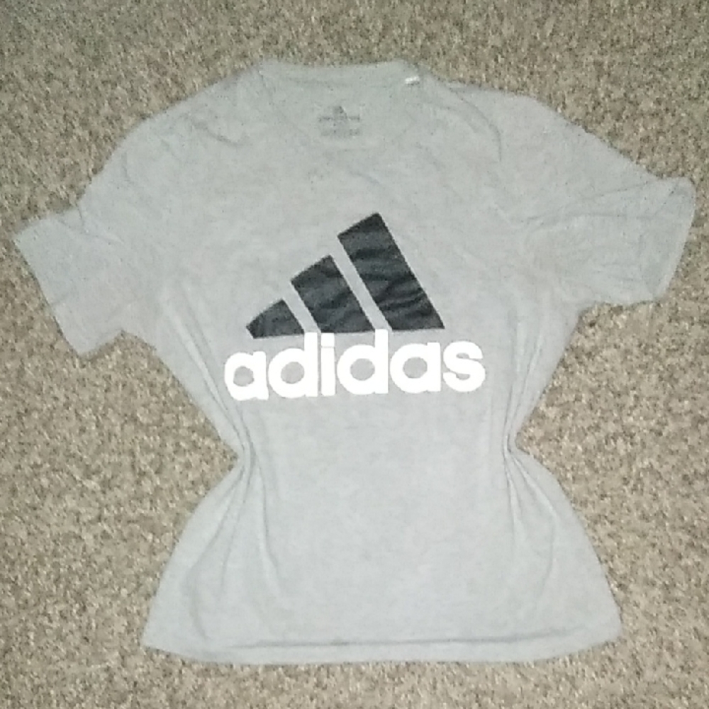 Adidas Heather Gray Tee with Black and White Logo